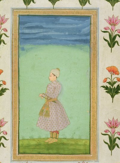 Standing figure of a boy with a jewelled dagger in his sash, from the Small Clive Album by Mughal School